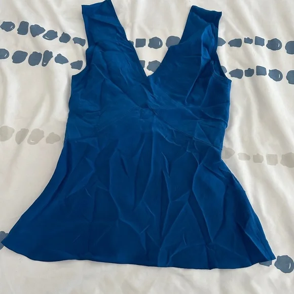 Elegant Blue Balenciaga Silk Cami With Front Tie - Picture 3 of 4